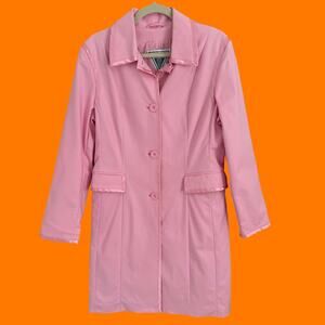 90's 00's vintage baby pink satin trim y2k jacket MEDIUM